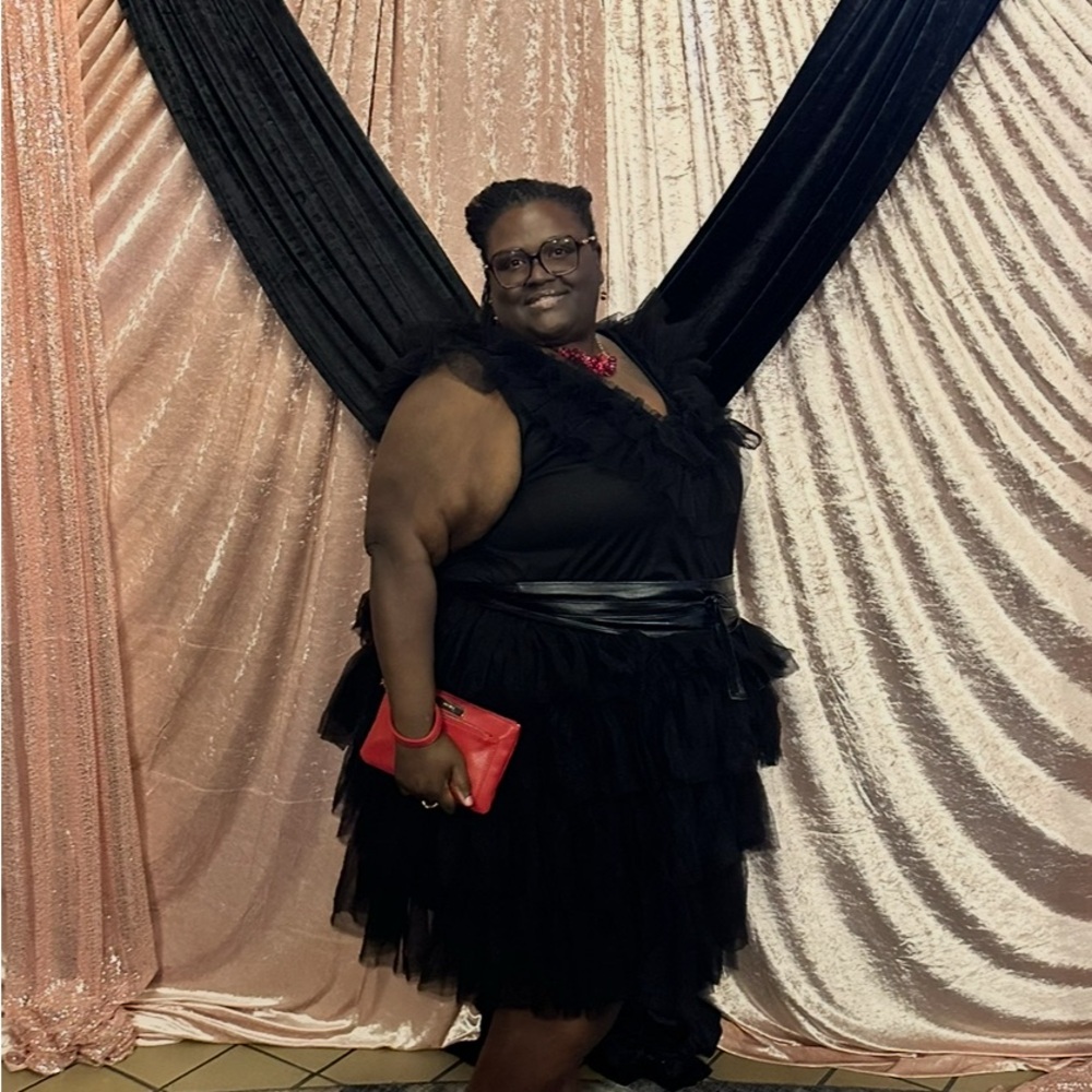 Ashley Stewart Black Mesh Dress